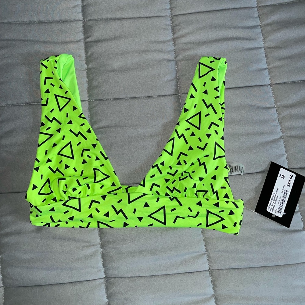 Green print bikini top
